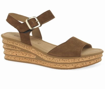 Brown Women's Gabor Twirl Heel Sandals Wedge Sandals | US98XROIT