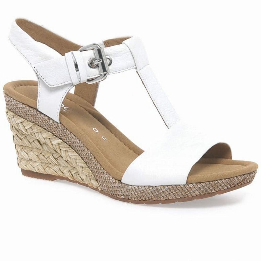 White Women\'s Gabor Karen Modern Wedge Sandals | US73YSVWO