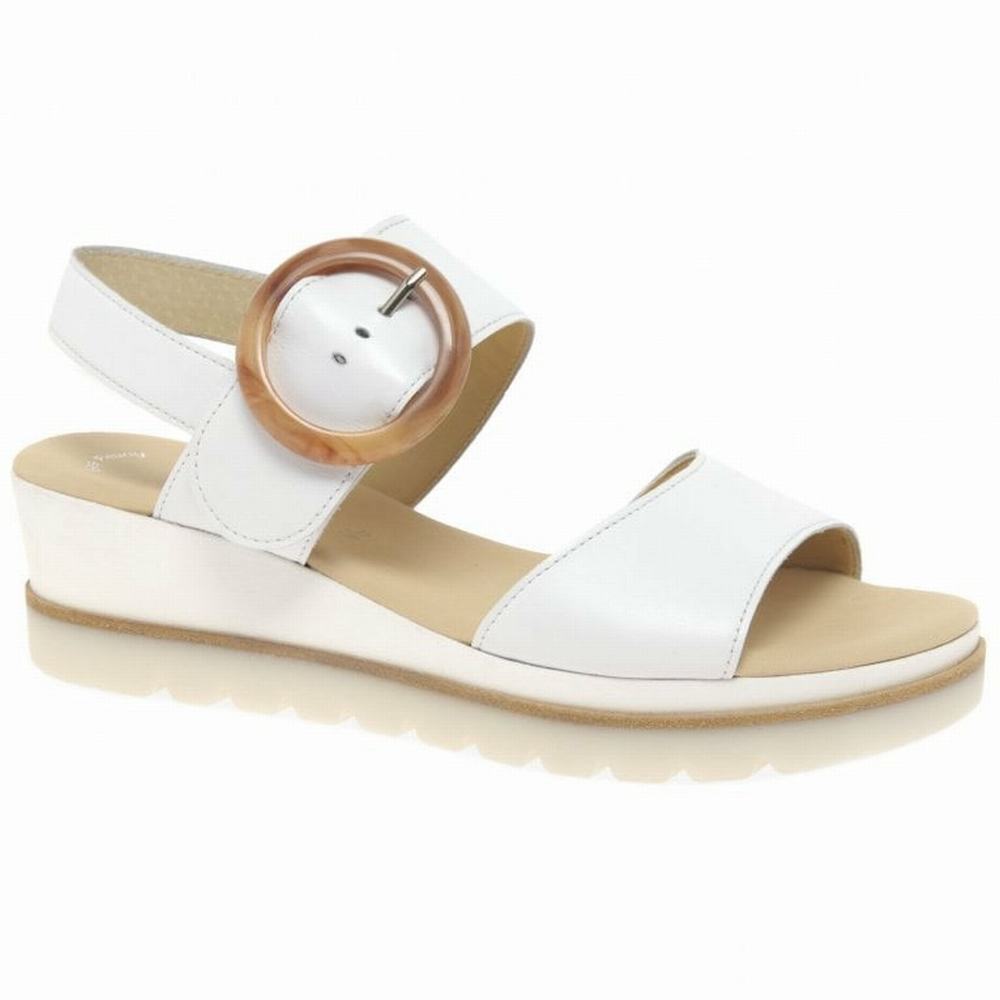 White Women\'s Gabor Yeo Heel Sandals Wedge Sandals | US19BTMUO